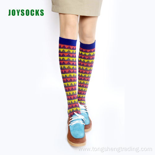National style knee high riangular shapes lady's socks